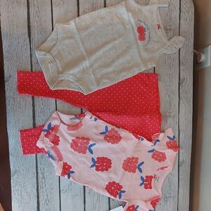 Carter's Pink and Red Floral Baby Set